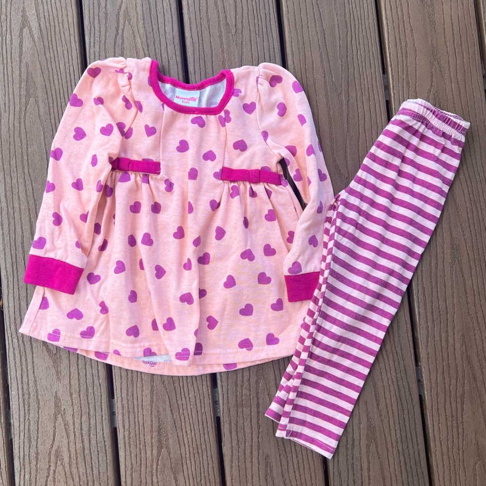 Nannette hearts & stripes matching outfit - 4T